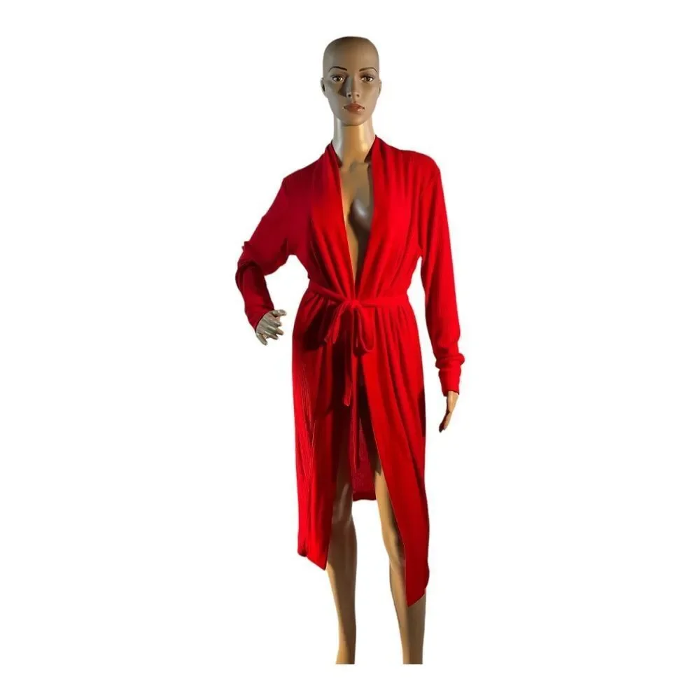 PJ Salvage RITER Women’s Textured Essentials Ribbed Robe Heather Red Size M - Picture 1 of 15